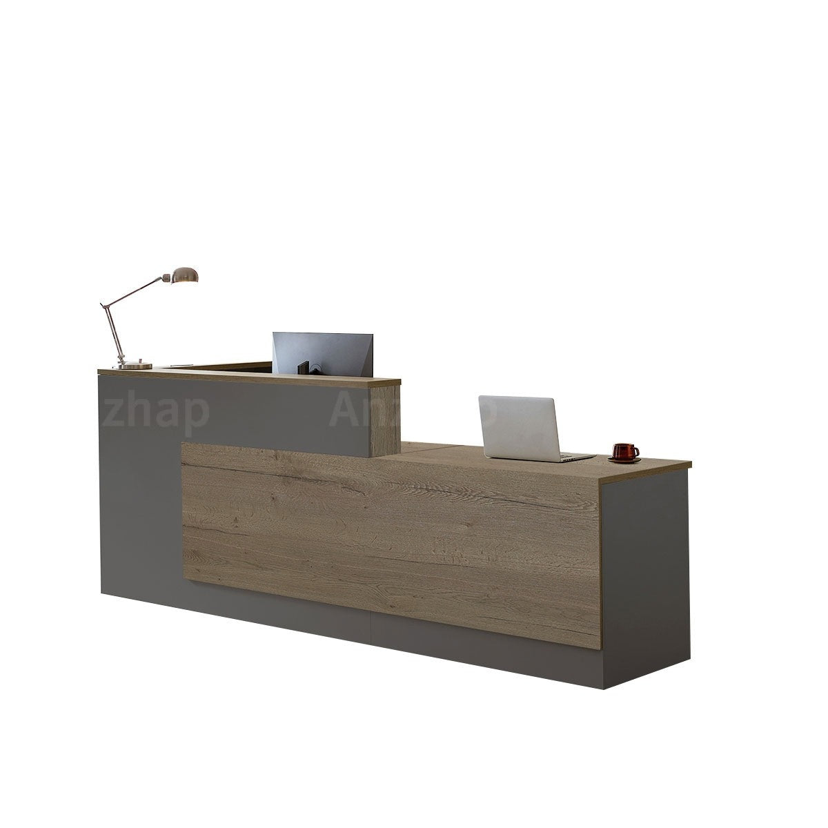 Modern L-Shaped Reception Desk with Side Storage and Drawers（Stock Items）