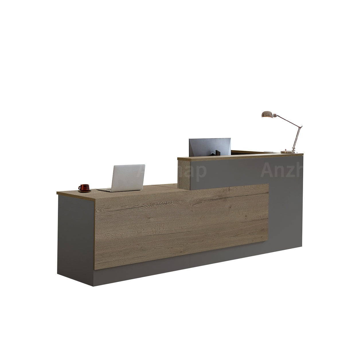 Modern L-Shaped Reception Desk with Side Storage and Drawers（Stock Items）