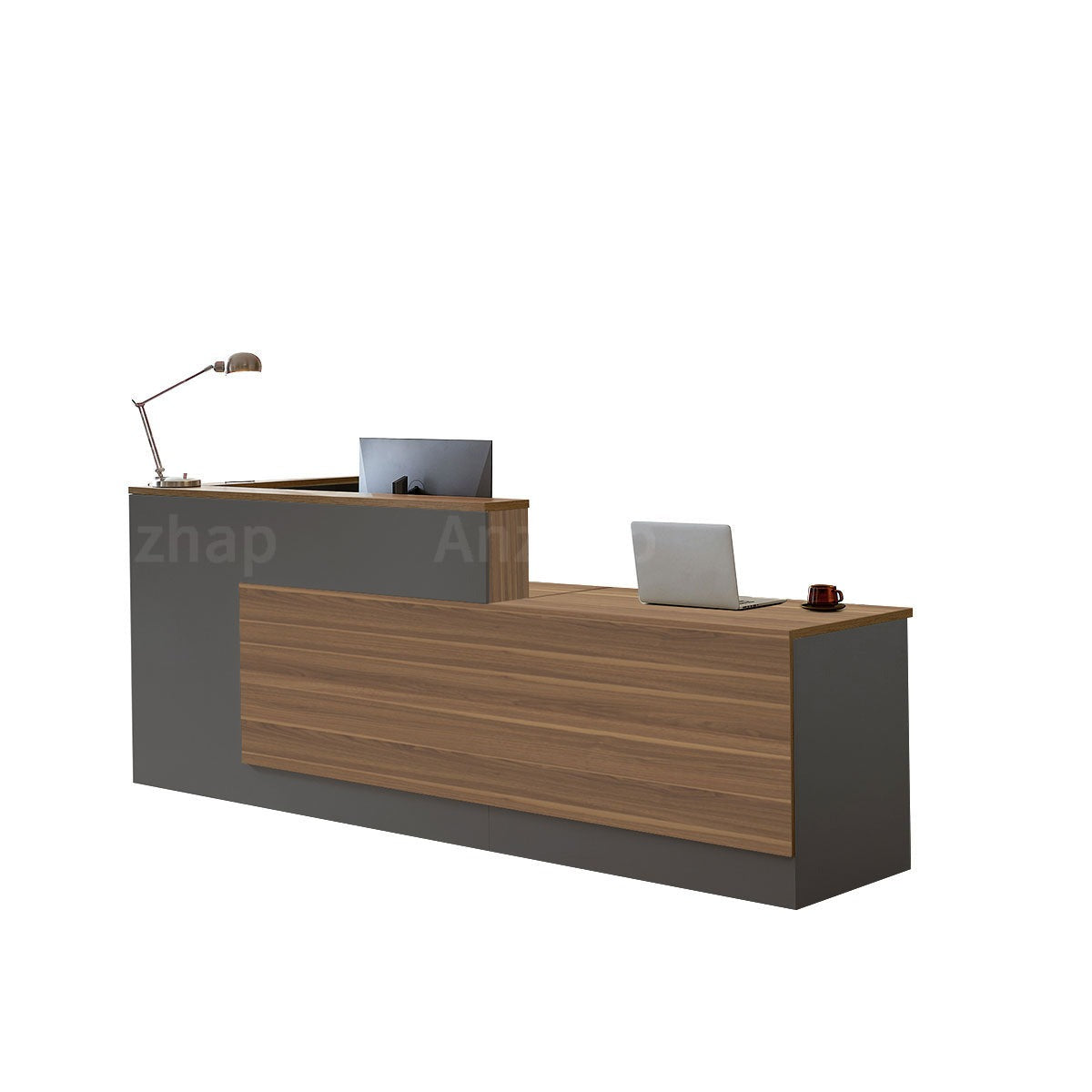 Modern L-Shaped Reception Desk with Side Storage and Drawers（Stock Items）