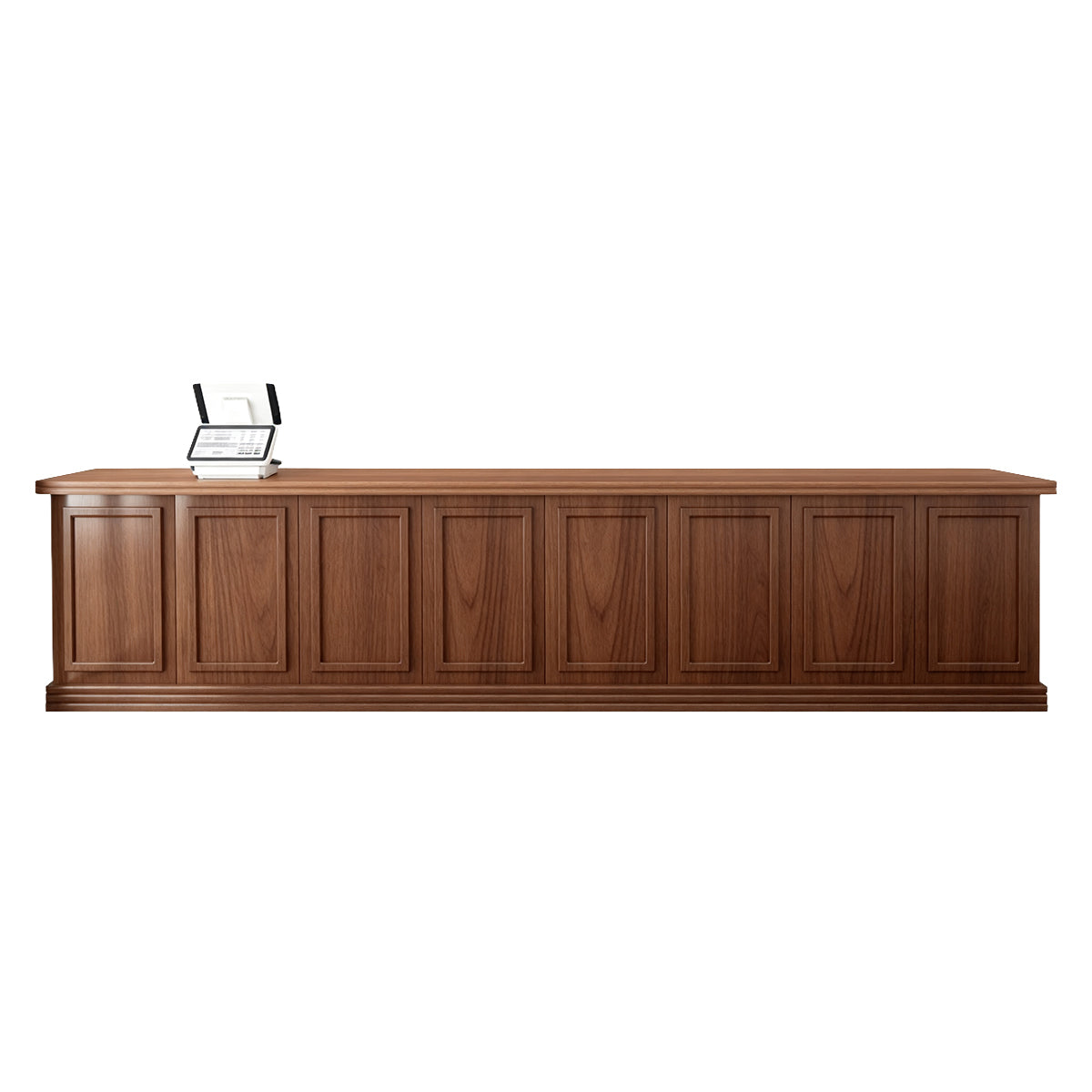 Modern Minimalist Reception Desk 39–197 in Wide with Lockable Drawers, Transaction Counter, Solid Wood & for Medical Office