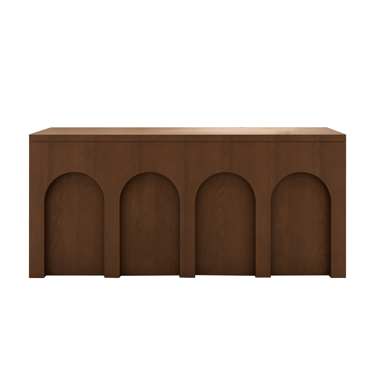 Arch Design Reception Desk with Cable Management, Reinforced Structure & Organized Storage for Retail Spaces