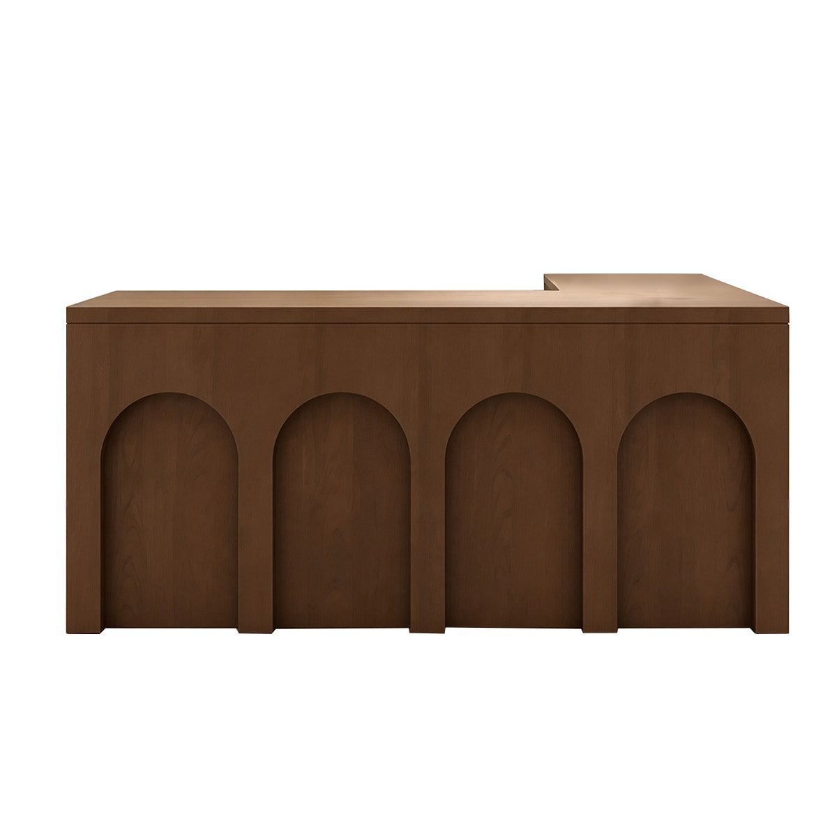 Arch Design Reception Desk with Cable Management, Reinforced Structure & Organized Storage for Retail Spaces