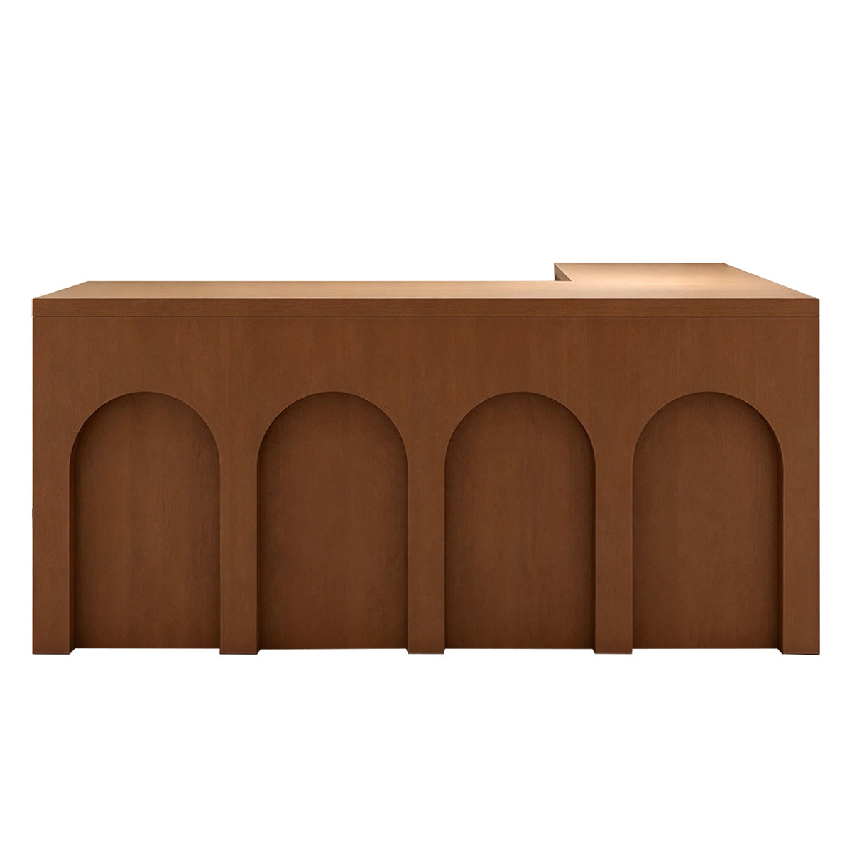 Arch Design Reception Desk with Cable Management, Reinforced Structure & Organized Storage for Retail Spaces