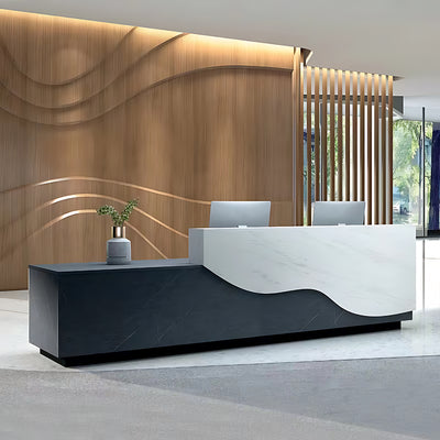 Imitation marble company front desk reception counter for commercial service counter