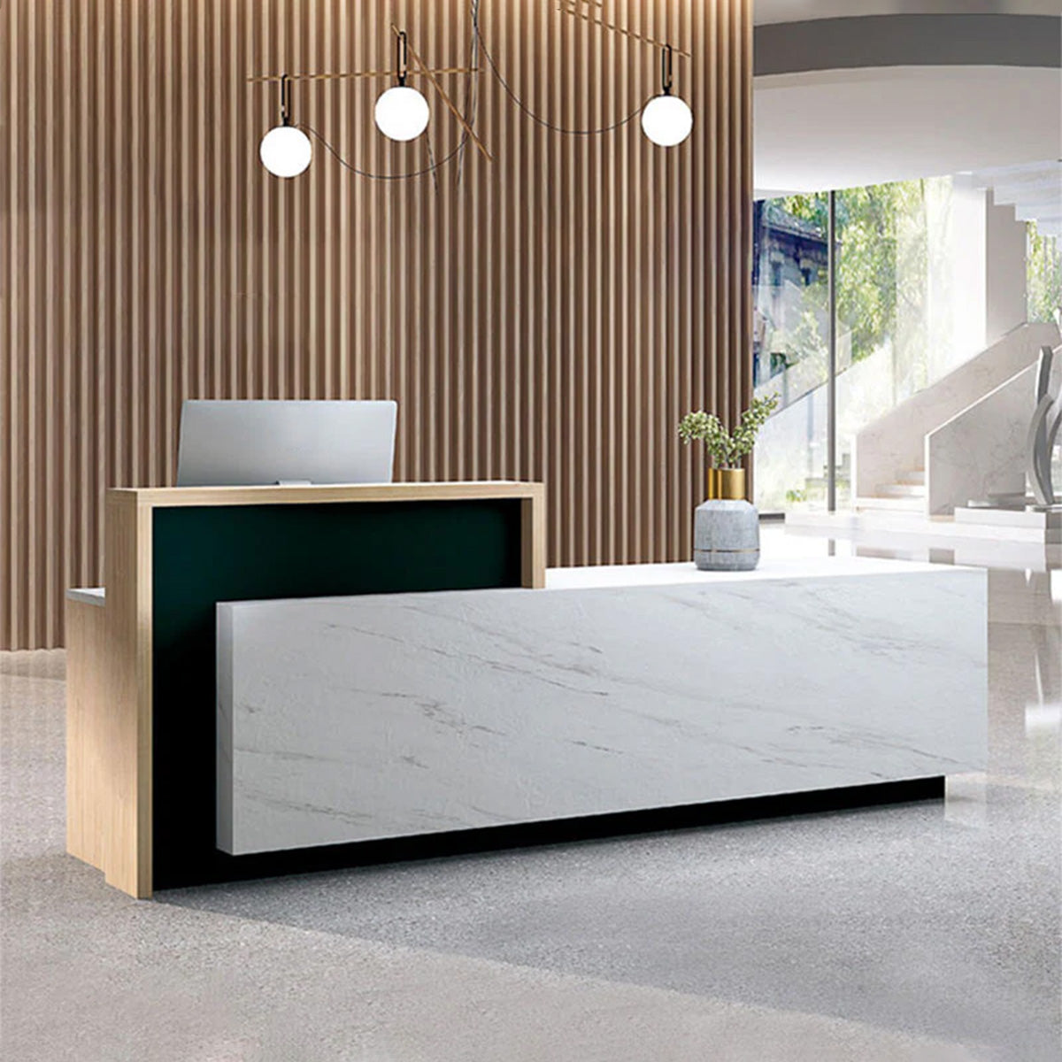 Company Reception Desk Imitation Marble Hall Commercial