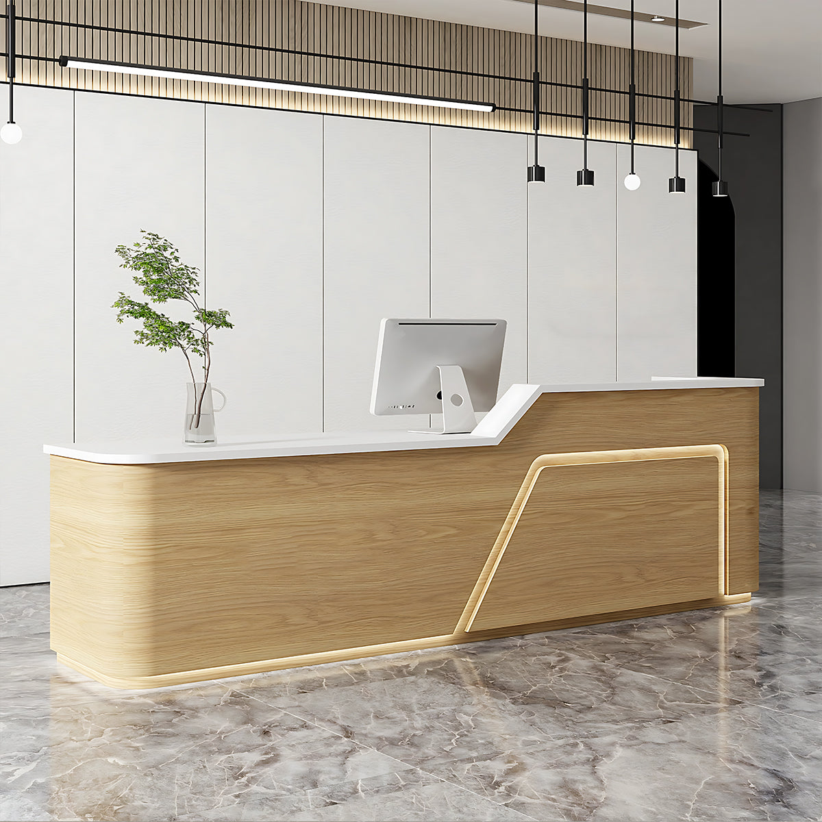 Curved Cashier Company Front Desk Counter