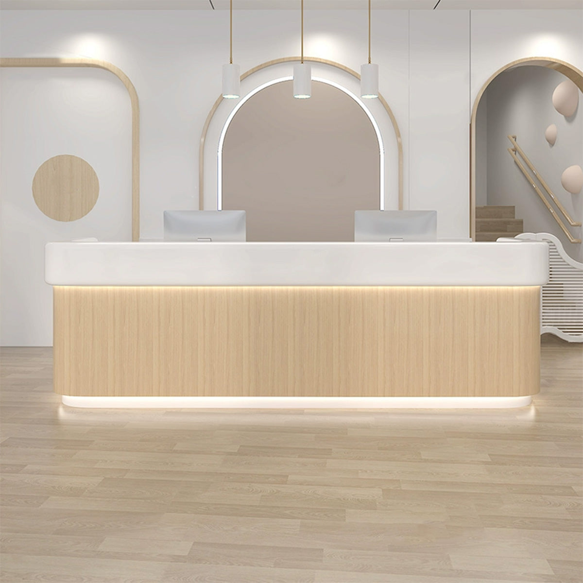 Modern Simple Wood Grain Front Reception Desk