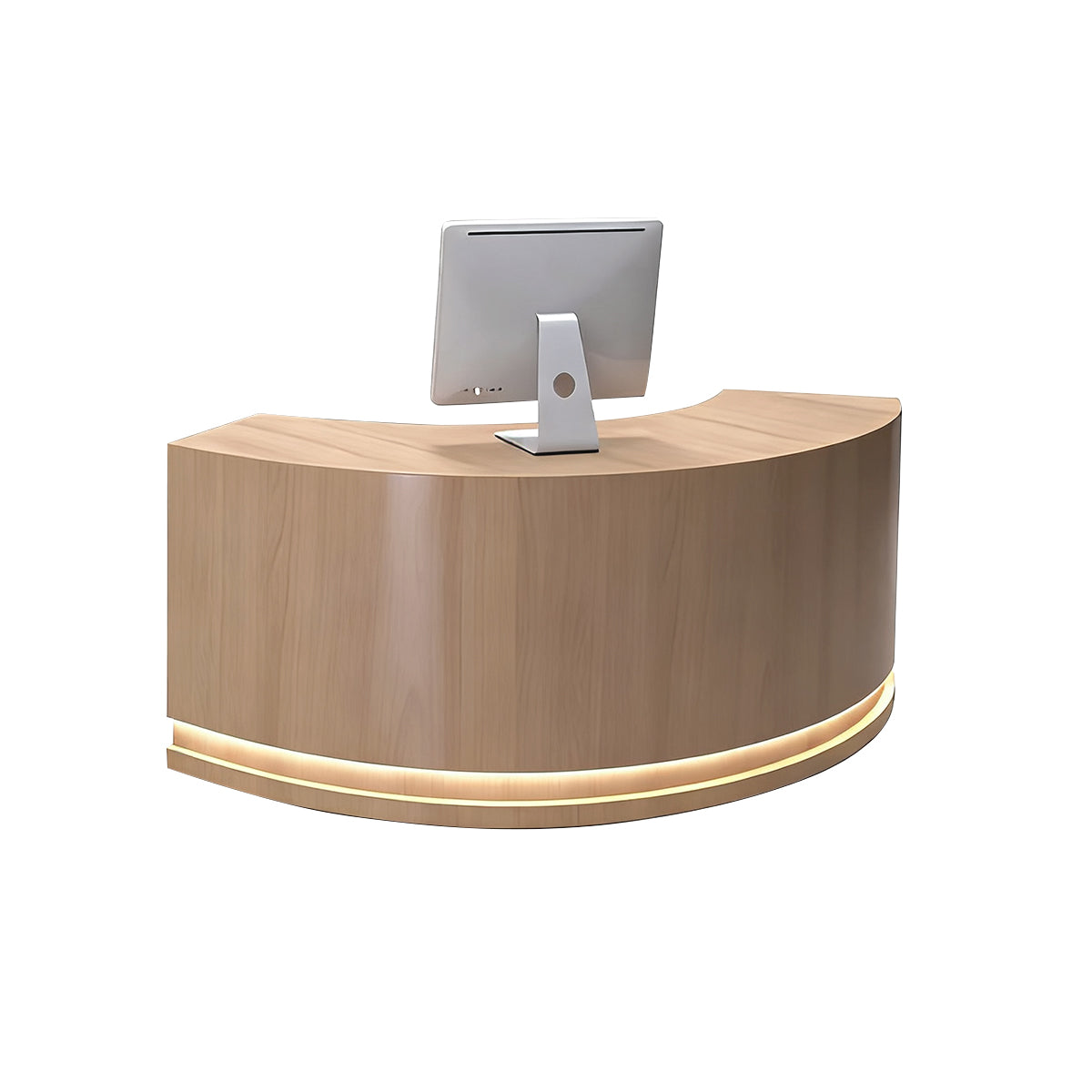 Alt Reception Modern Minimalist Curved Reception Desk 59–110 in Wide with Solid Wood ...