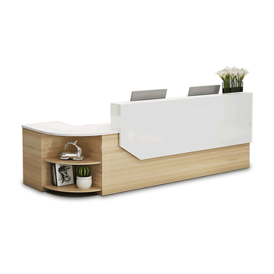 Simple L-Shape Wood Reception Desk with Filing Cabinet(West Coast)