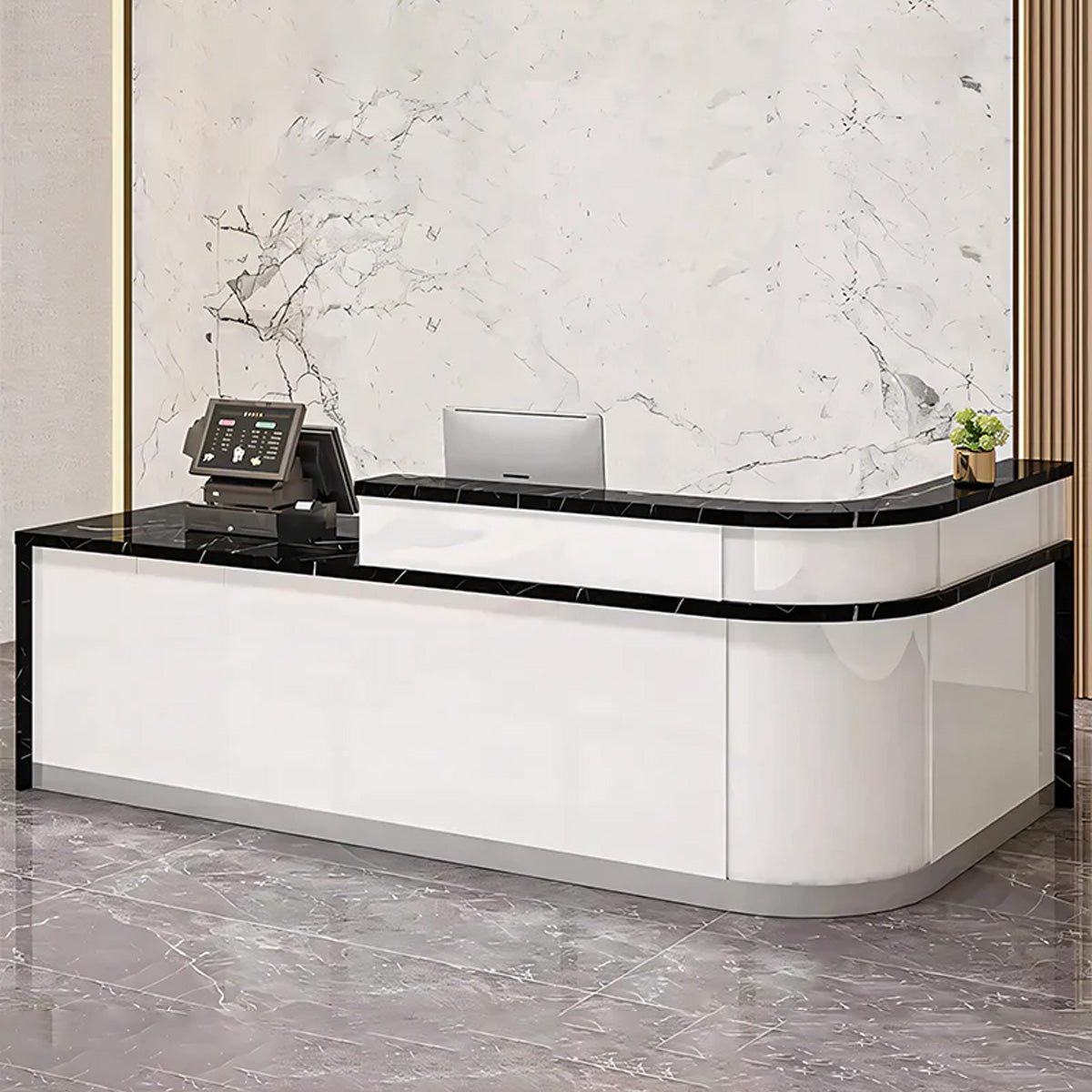 Rectangular Laminate Reception Desk with Filing Cabinet