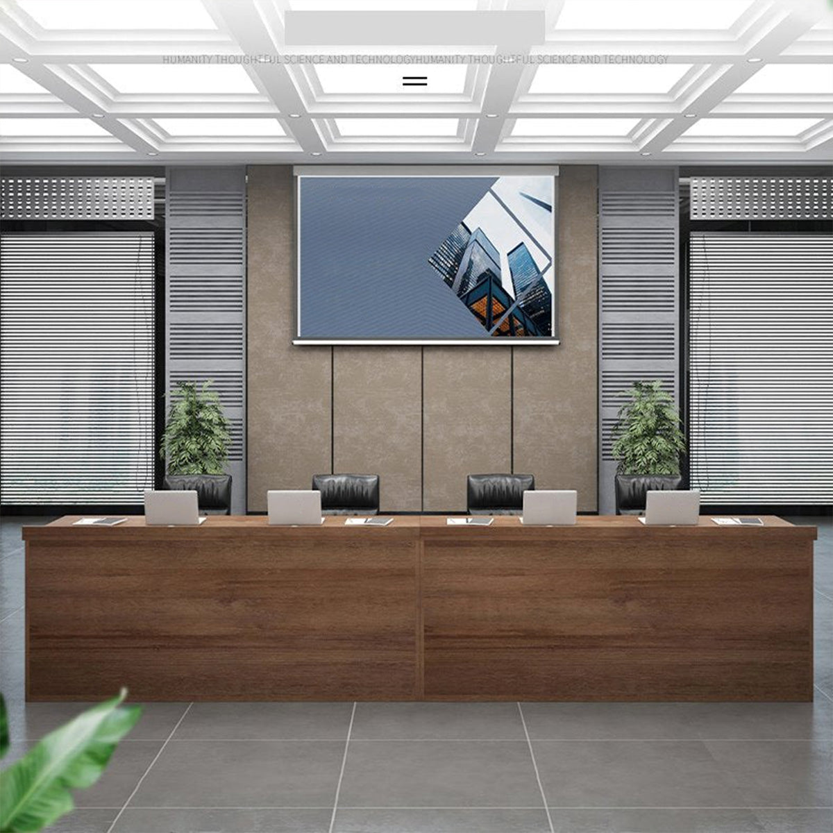 Minimalist Rectangular Wooden Reception Desk