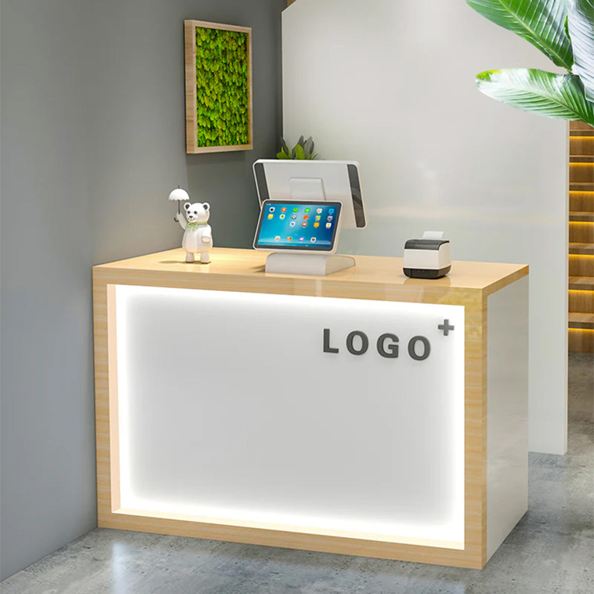 Minimalist Small Synthetic Panel Reception Desk