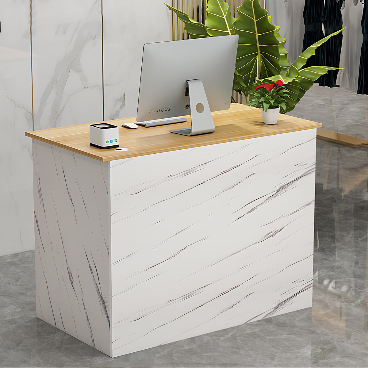 Compact Minimalist and Practical Front Desk with Thick Desktop