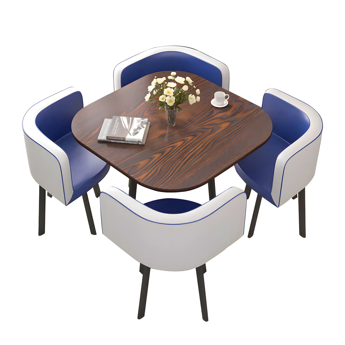 4-Seater Compact Square Reception Table and Chair for Offices and Break Rooms（Stock Items）