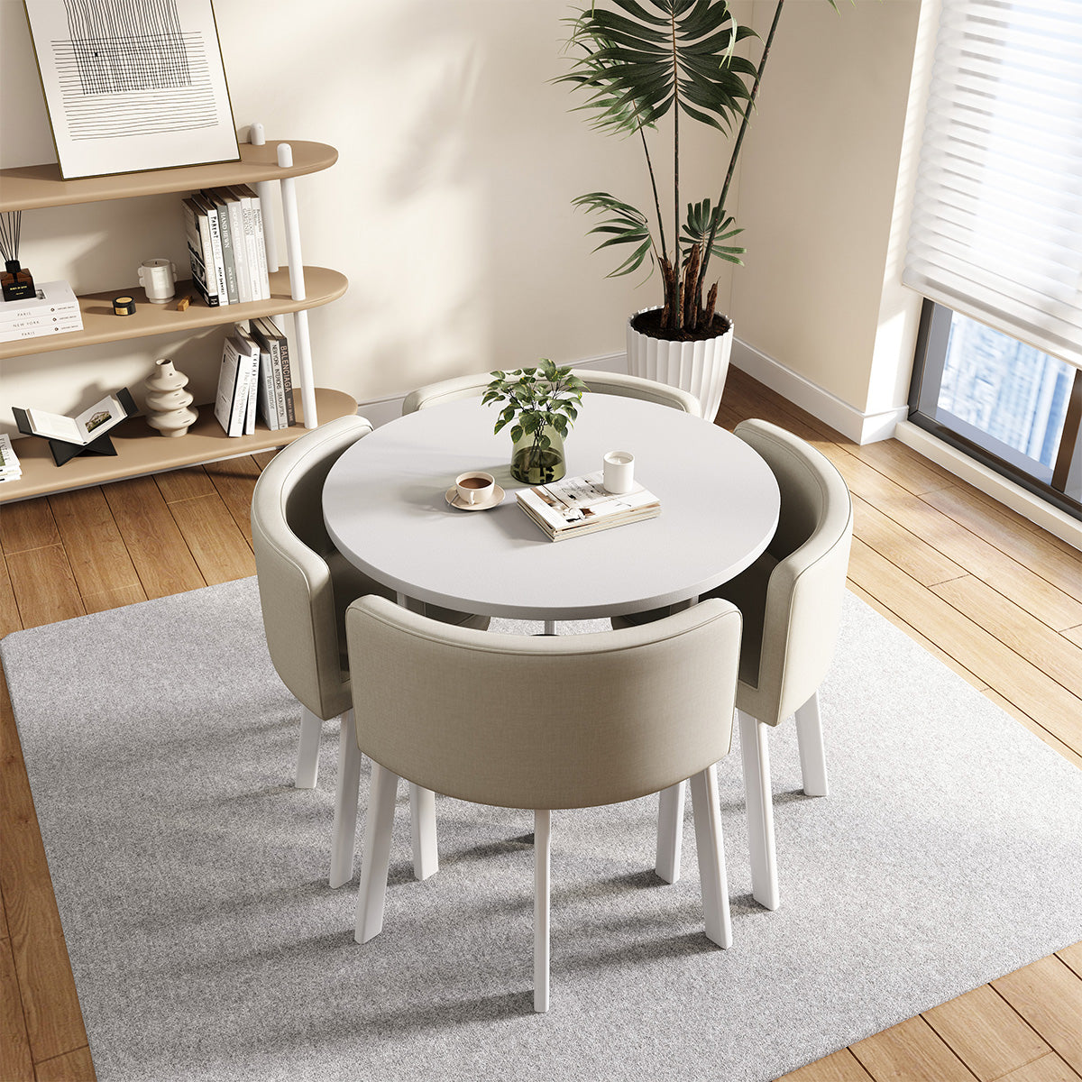 4-Seater Compact Square Reception Table and Chair for Offices and Break Rooms