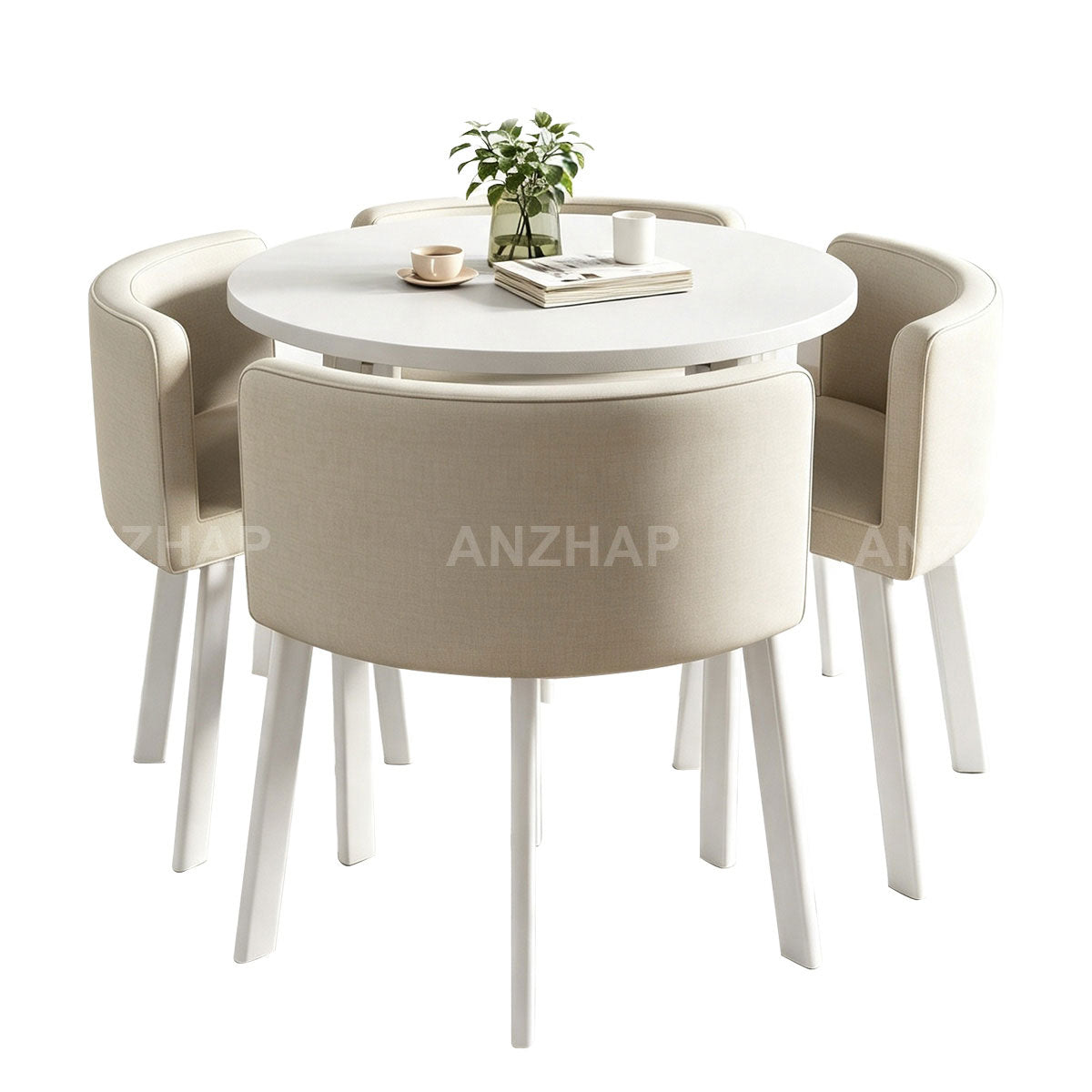 4-Seater Compact Square Reception Table and Chair for Offices and Break Rooms（Stock Items）