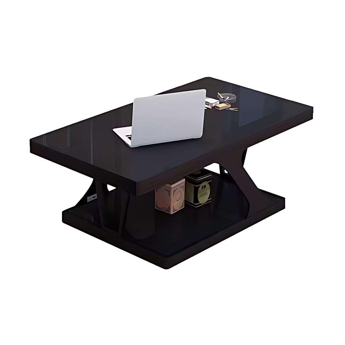 Simple Business Office Sofa in Genuine Leather, Black