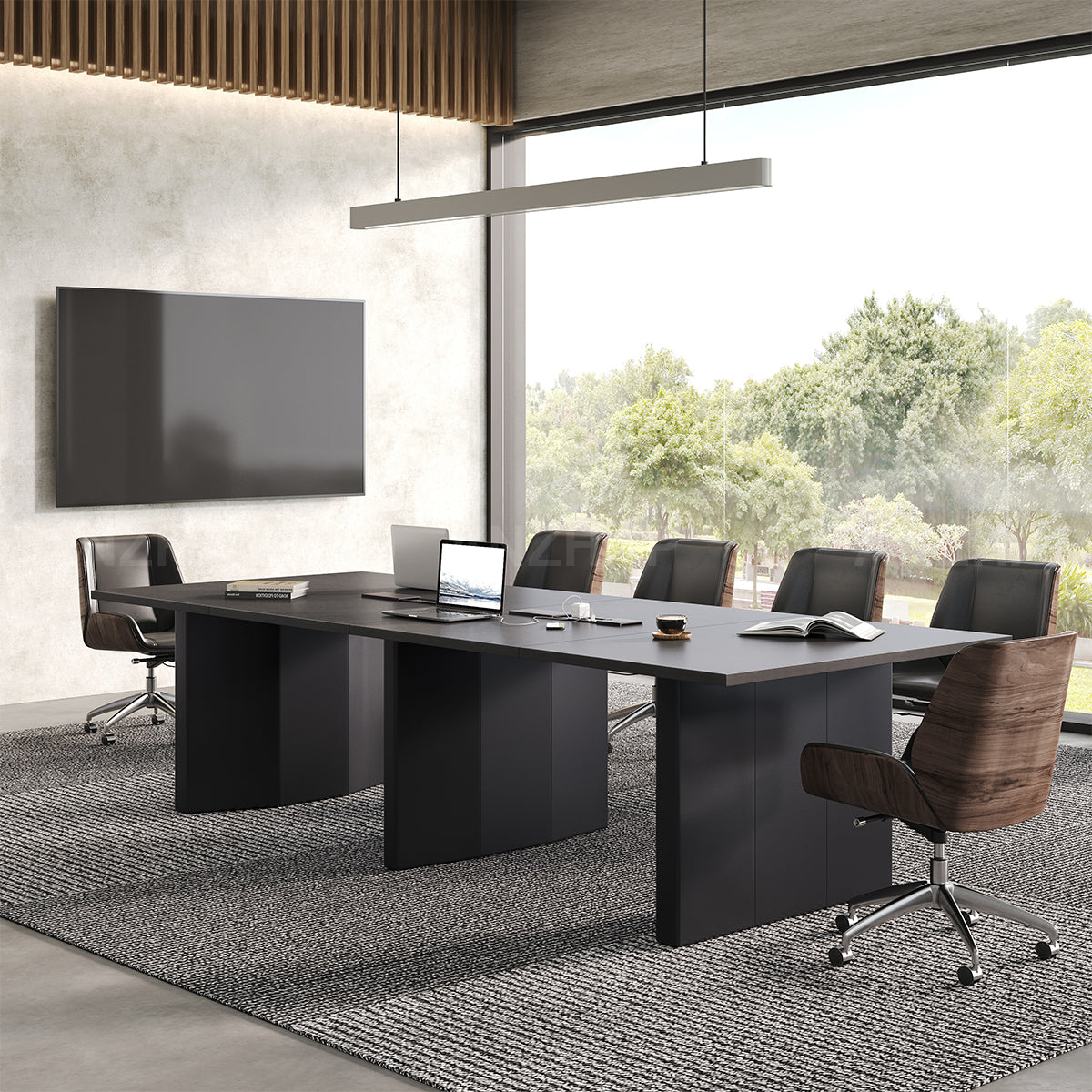 Large Conference Table with Built-In Power, Cable Management & Thick Sectioned Top（Stock Items）