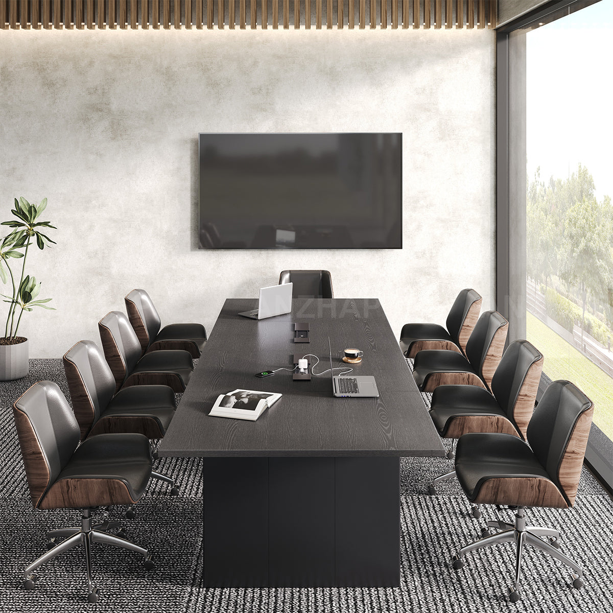 Large Conference Table with Built-In Power, Cable Management & Thick Sectioned Top（Stock Items）