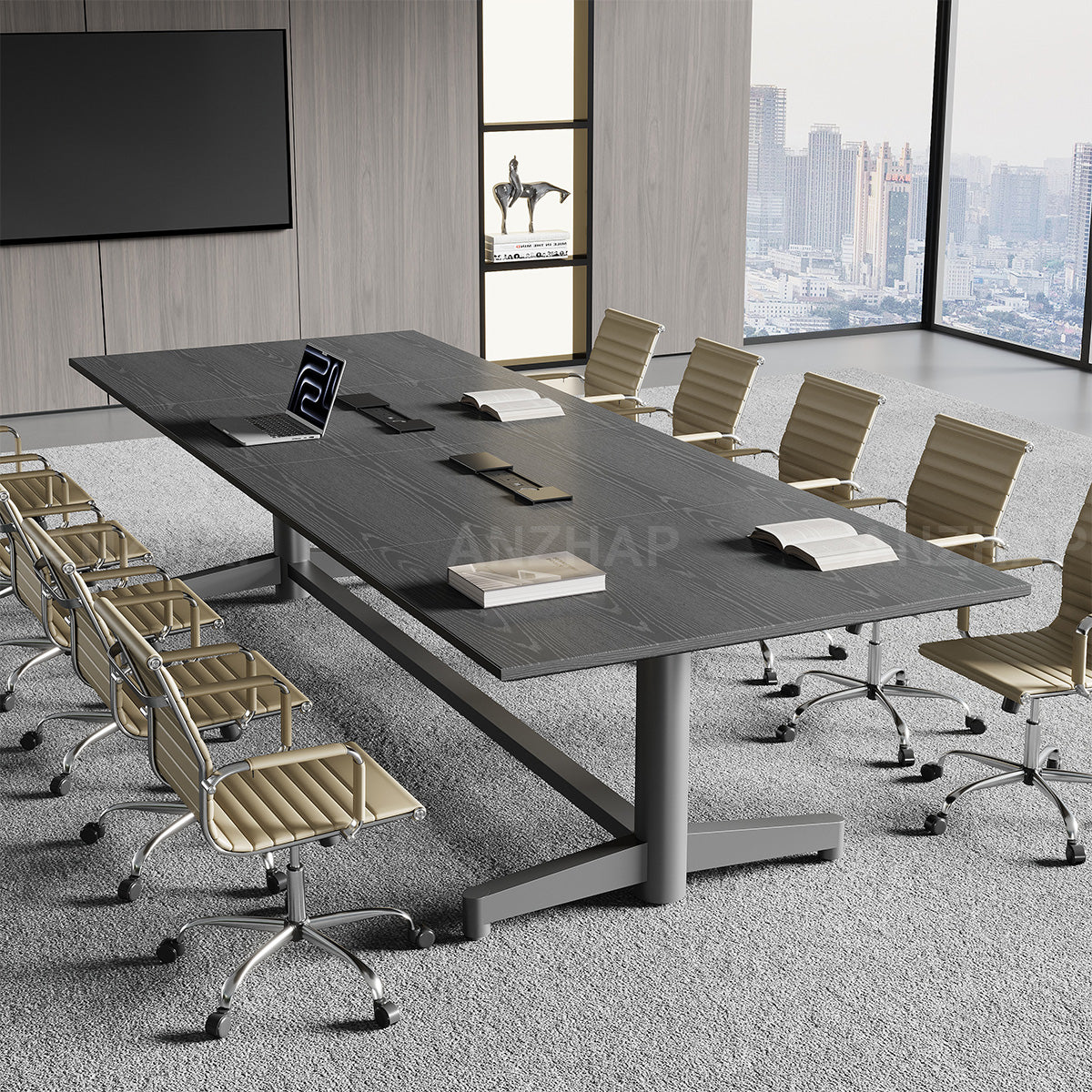 Conference Table with Built-In Power Outlet, Cable Management & Reinforced Legs（Stock Items）