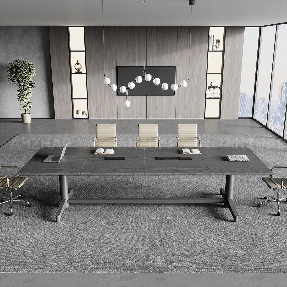 Conference Table with Built-In Power Outlet, Cable Management & Reinforced Legs（Stock Items）