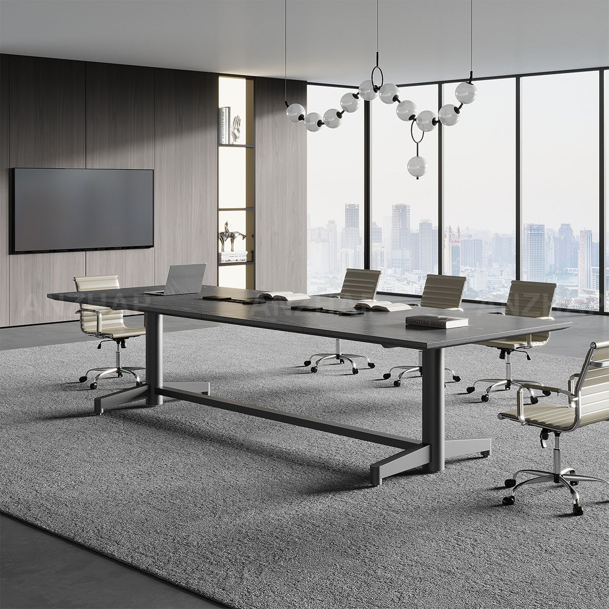 Conference Table with Built-In Power Outlet, Cable Management & Reinforced Legs（Stock Items）