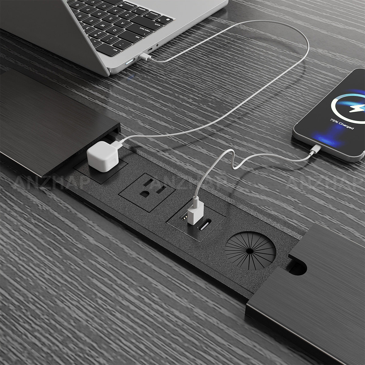 Conference Table with Built-In Power Outlet, Cable Management & Reinforced Legs（Stock Items）