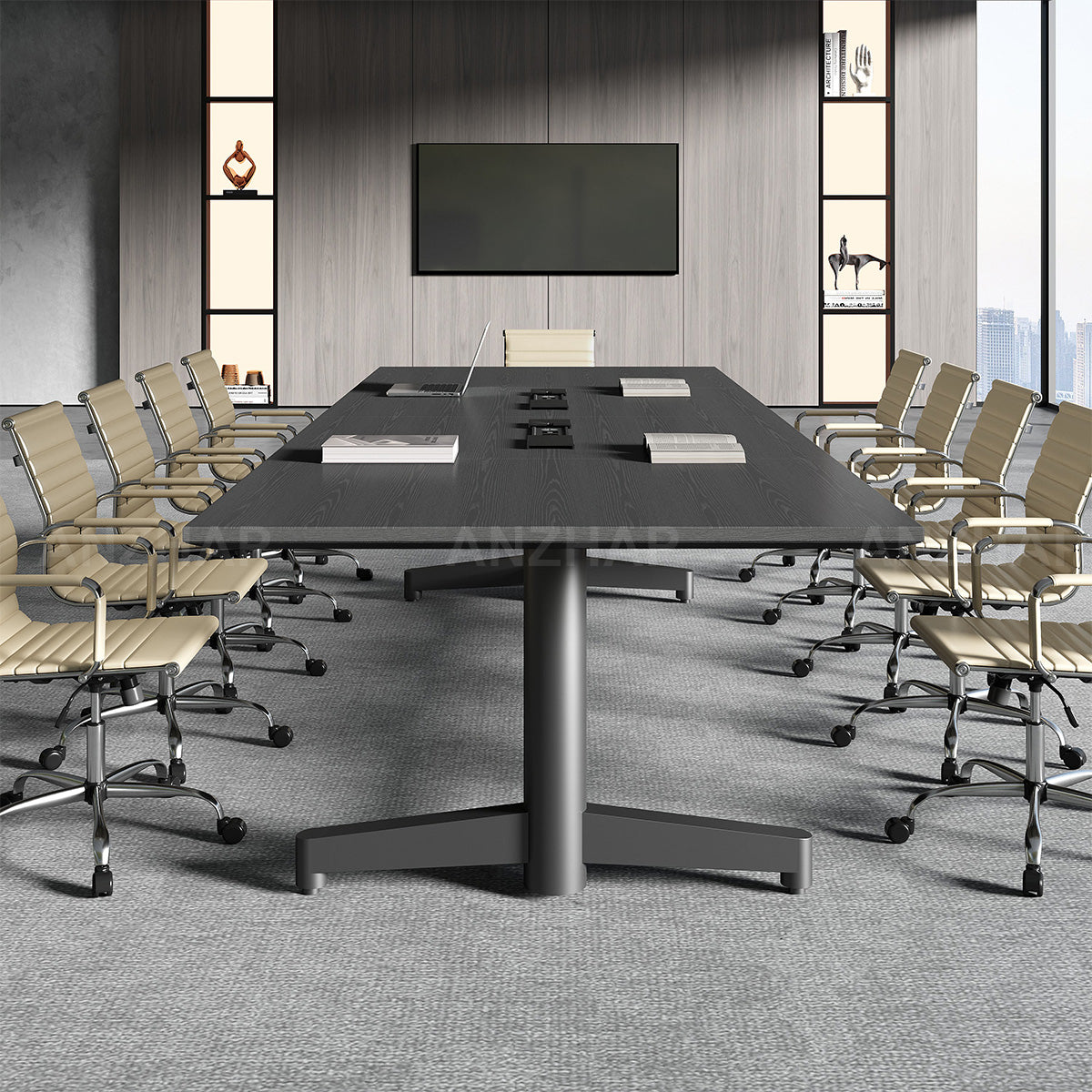 Conference Table with Built-In Power Outlet, Cable Management & Reinforced Legs（Stock Items）