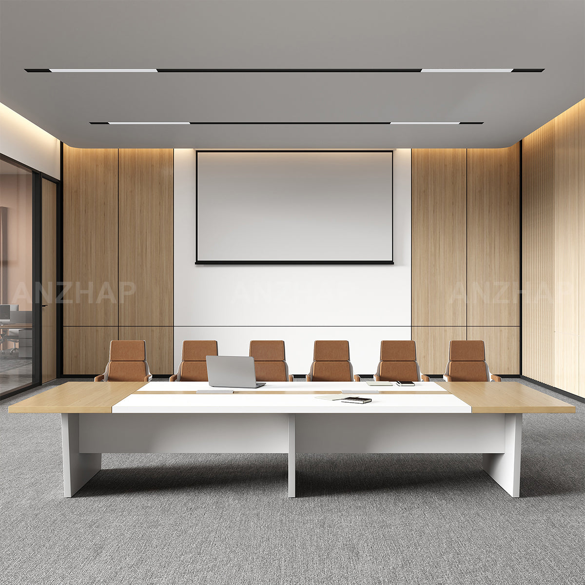 Stylish and Premium Spacious Conference Table with Two-Tone Design（Stock Items）
