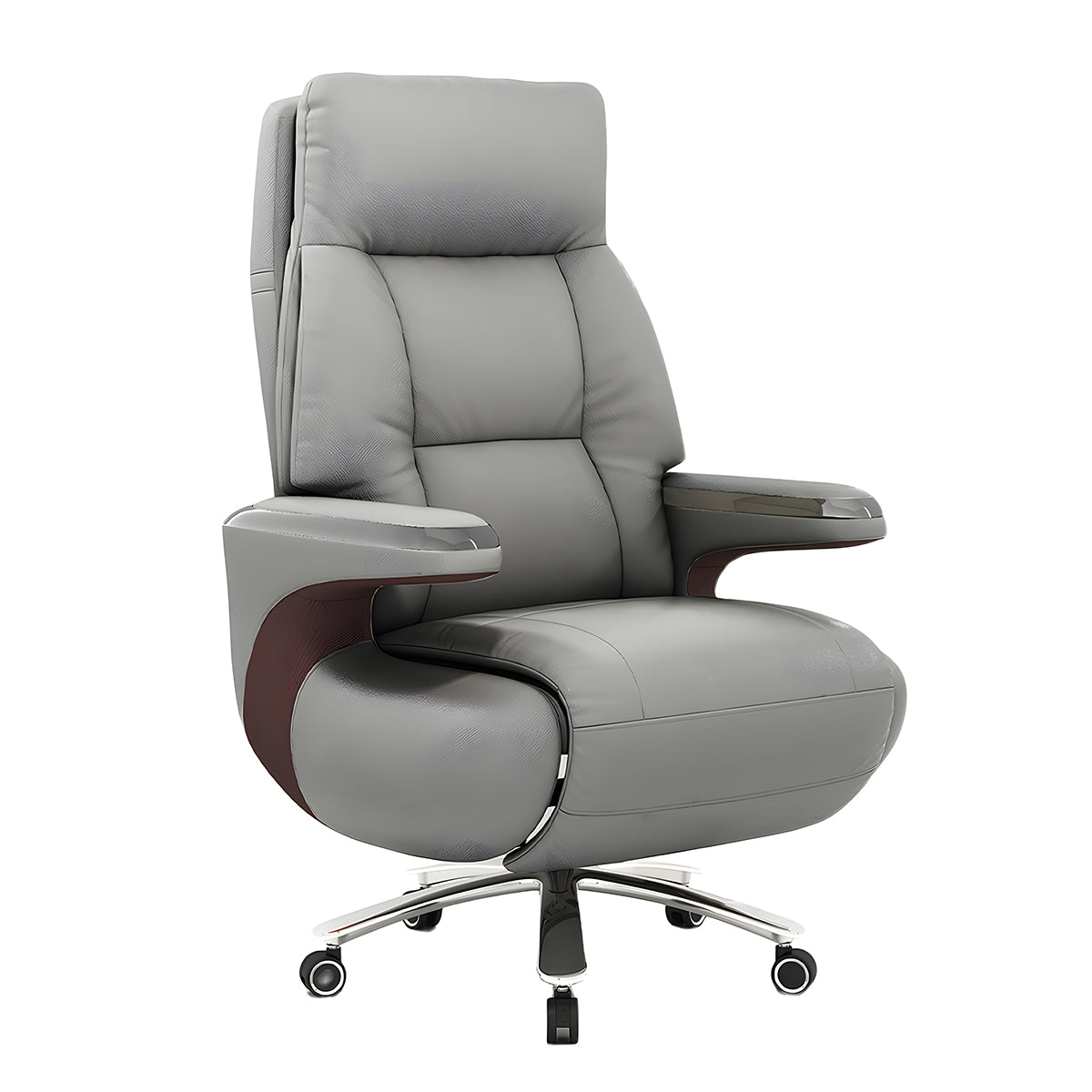 Luxury Executive Desk with Walnut Veneer & Floating Side Cabinet