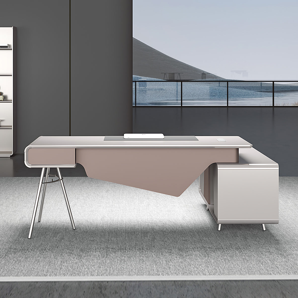 Minimalist Executive Desk with Edge-Banding