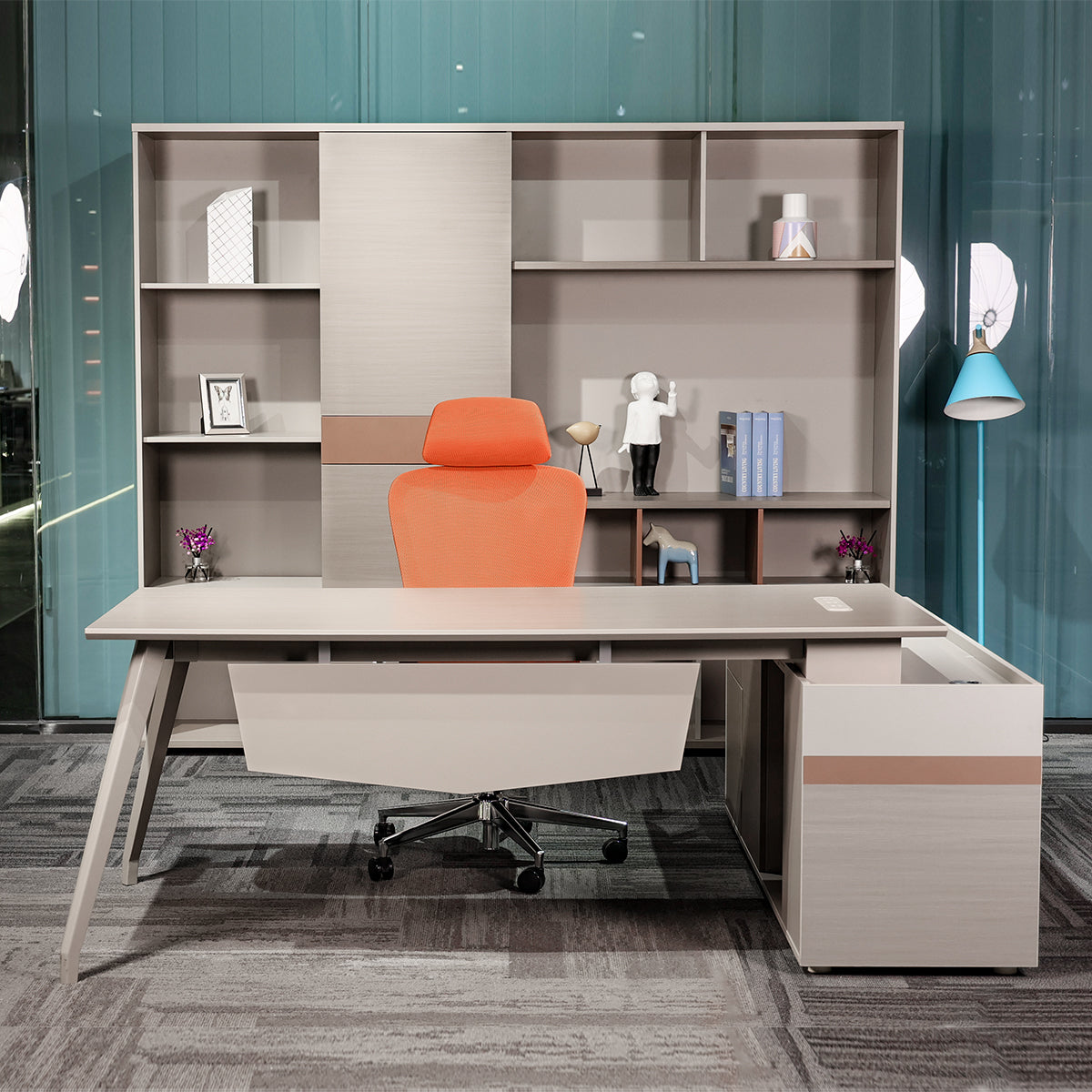 Sleek Executive Desk with Distinctive Two-Tone Style