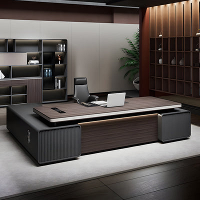 Modern Executive Desk for Boss with Multimedia Cable Box