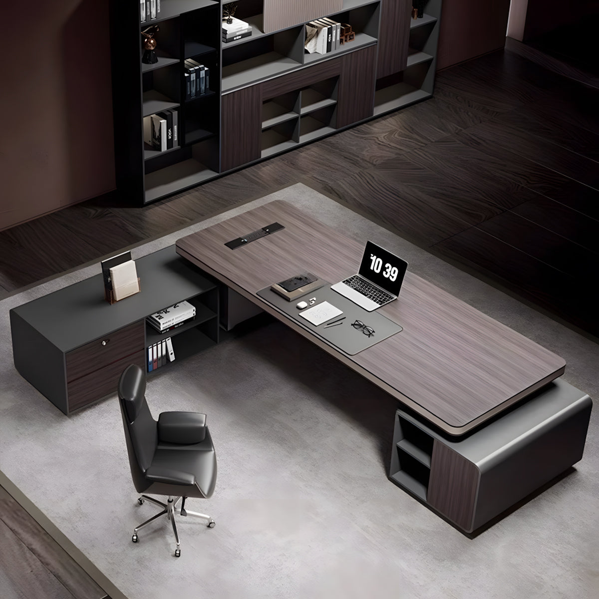 Executive Desk, office room scene, for executive office workspace, modern executive office furniture