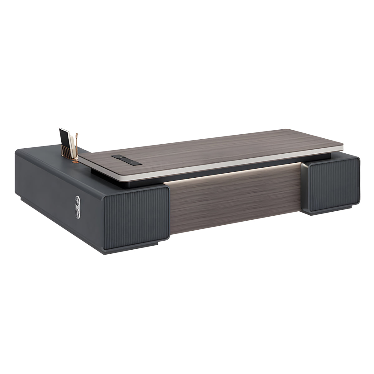 Executive Desk, right side cabinet configuration, L79" x W63" x H30", for executive office workspace, modern executive office furniture