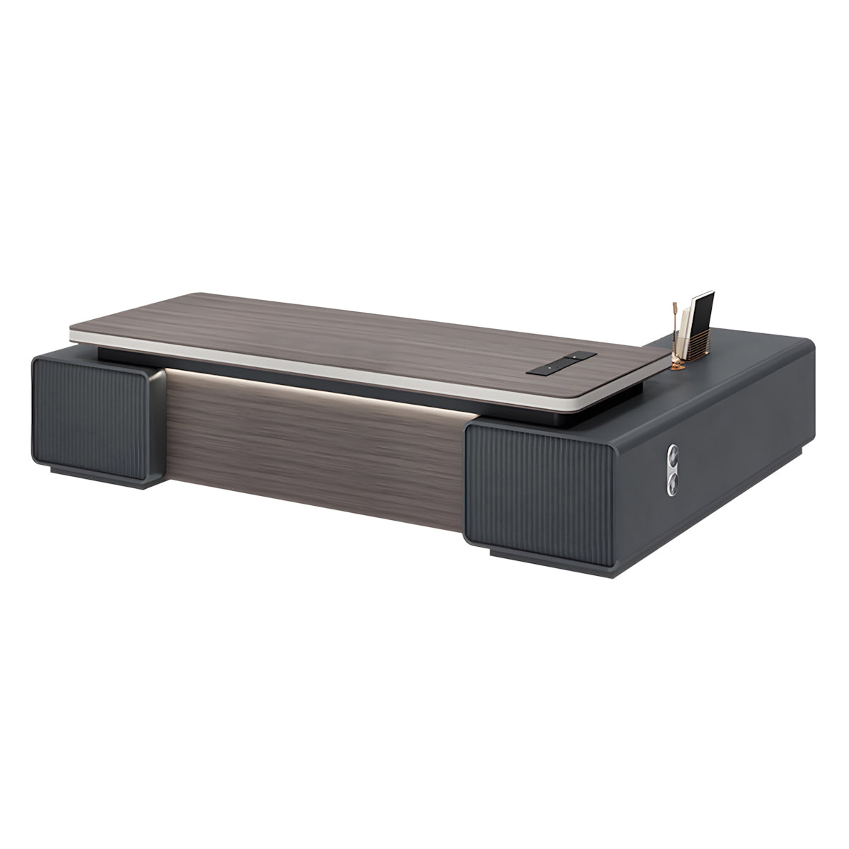 Executive Desk, left side cabinet configuration, L79" x W63" x H30", for executive office workspace, modern executive office furniture