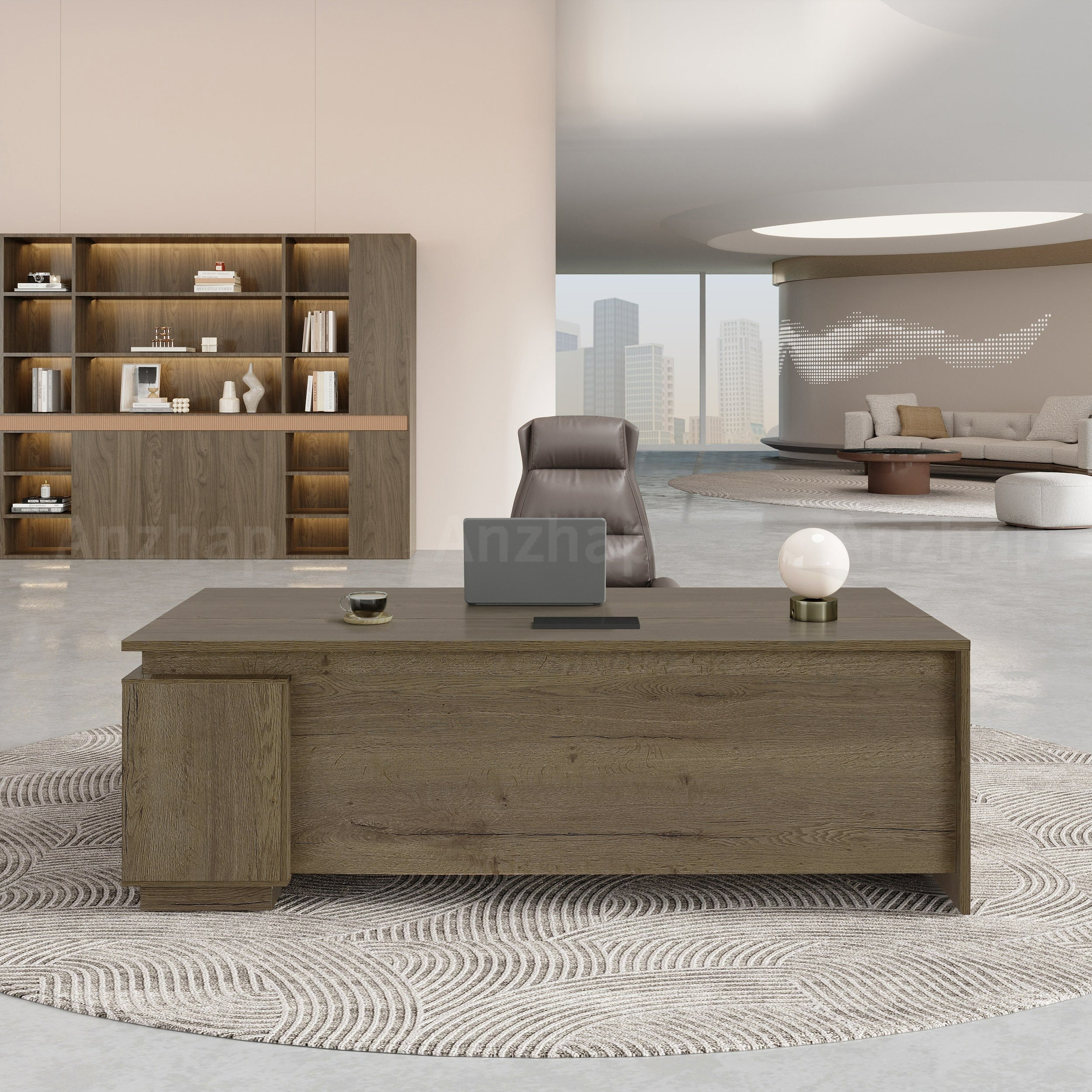 L-Shaped Executive Desk With Storage Cabinet And Privacy Panel – Modern Office Furniture For Home And Workplace（Stock Items）