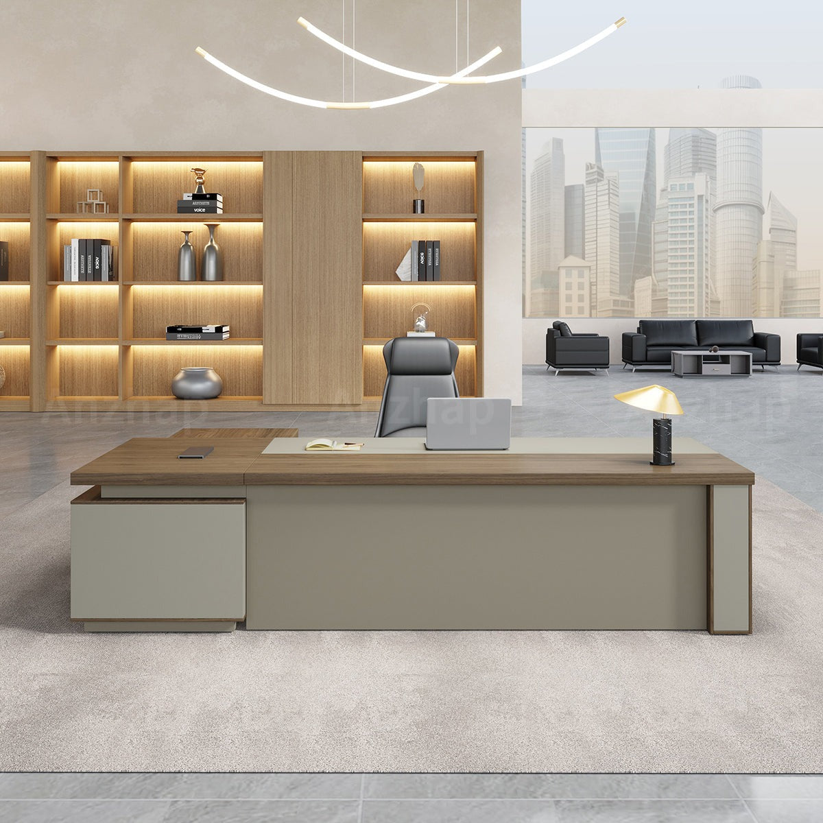Modern High-End Executive Desk with Thick Desktop and Spacious Under-Desk Clearance（Stock Items）