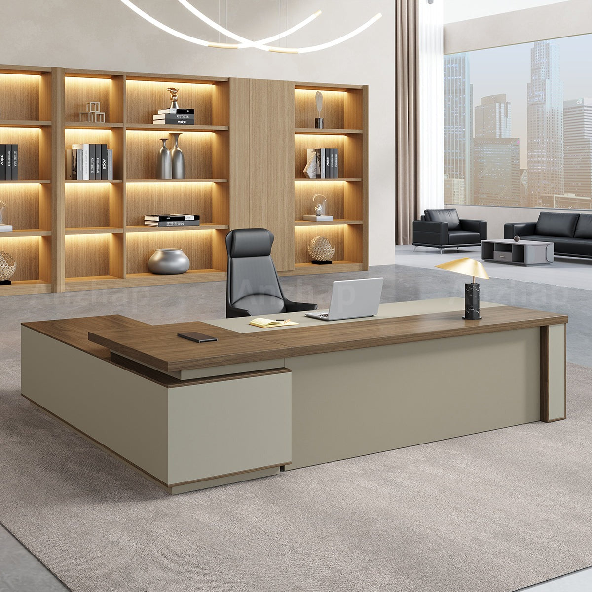 Modern High-End Executive Desk with Thick Desktop and Spacious Under-Desk Clearance（Stock Items）