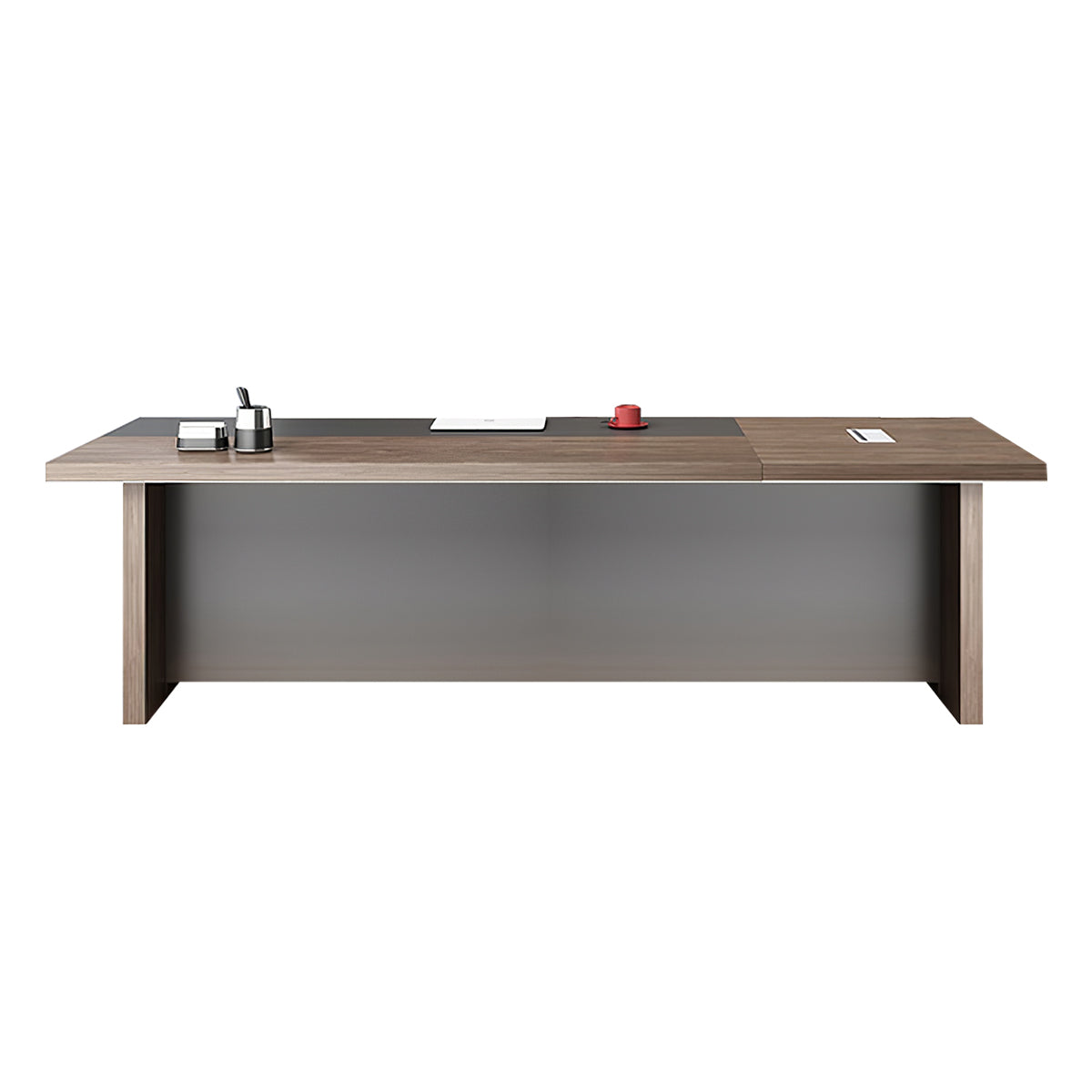 Executive Desk, Dark Walnut + Dark Gray Without Side Cabinet, Dark Walnut + Dark Gray finish, L63" x W31" x H30", for office workspace, executive...