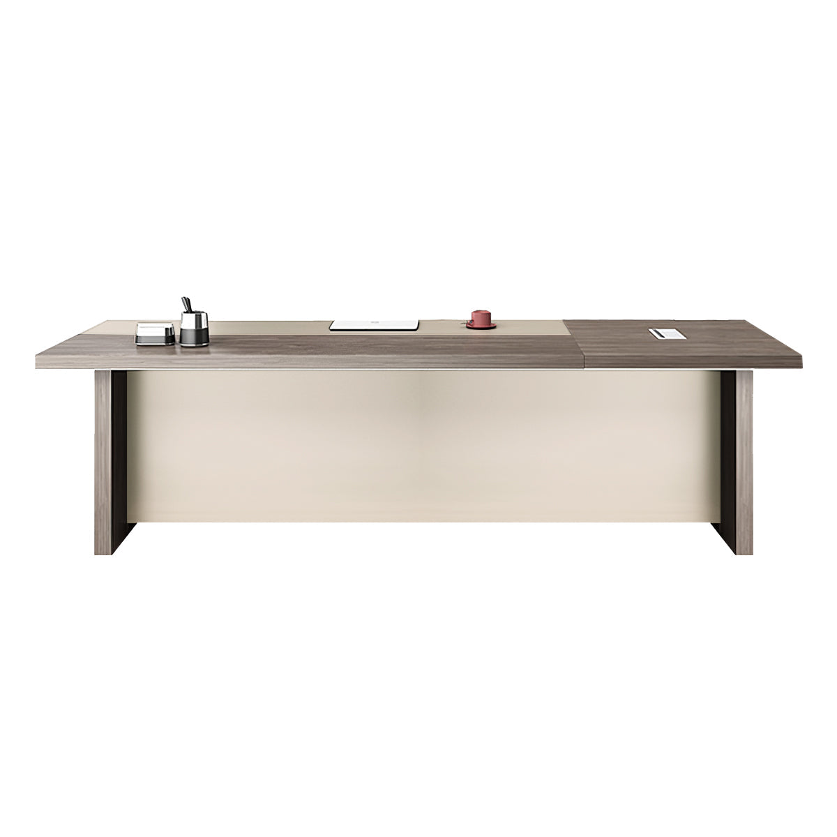 Executive Desk, Light Walnut + Khaki Without Side Cabinet, Light Walnut + Khaki finish, L63" x W31" x H30", for office workspace, executive office...