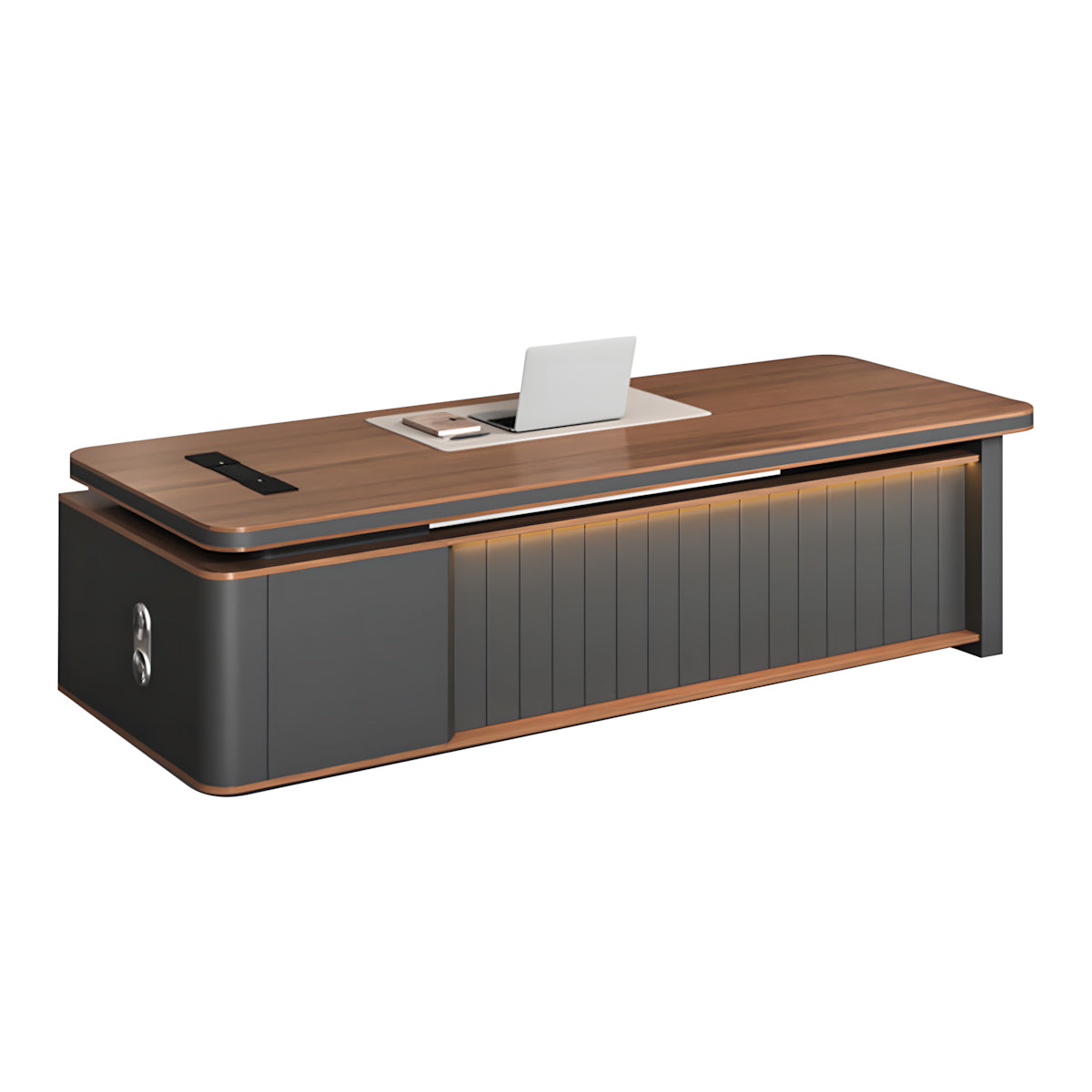 Premium Lacquered Executive Desk with Desktop Cable Box for Manager Offices