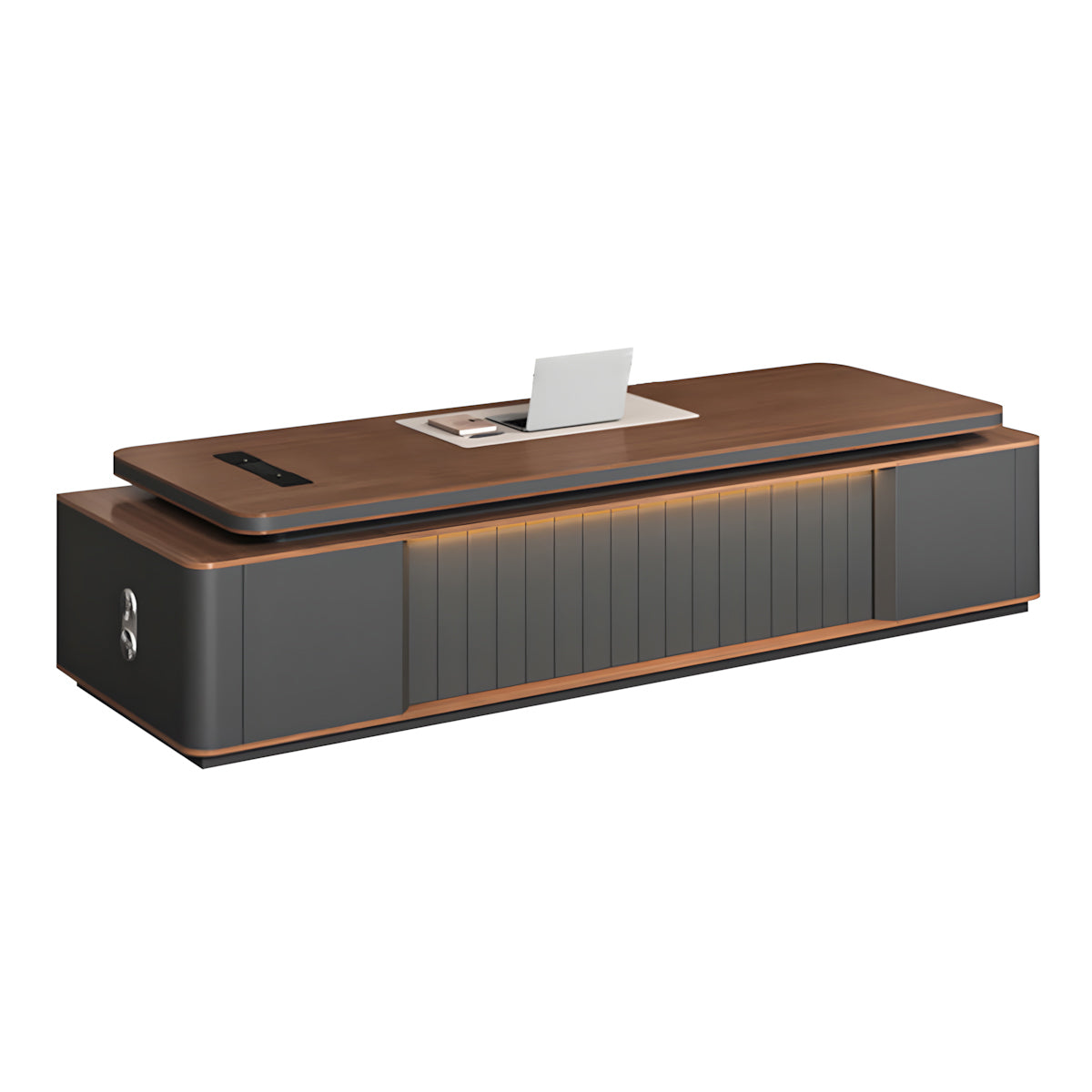 Premium Lacquered Executive Desk with Desktop Cable Box for Manager Offices