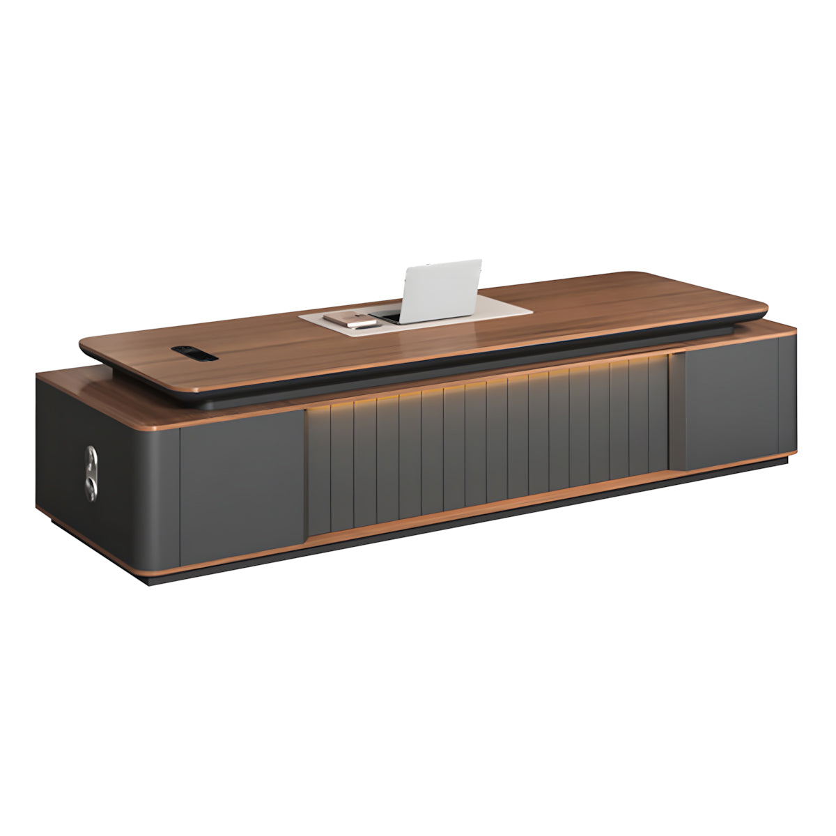 Premium Lacquered Executive Desk with Desktop Cable Box for Manager Offices