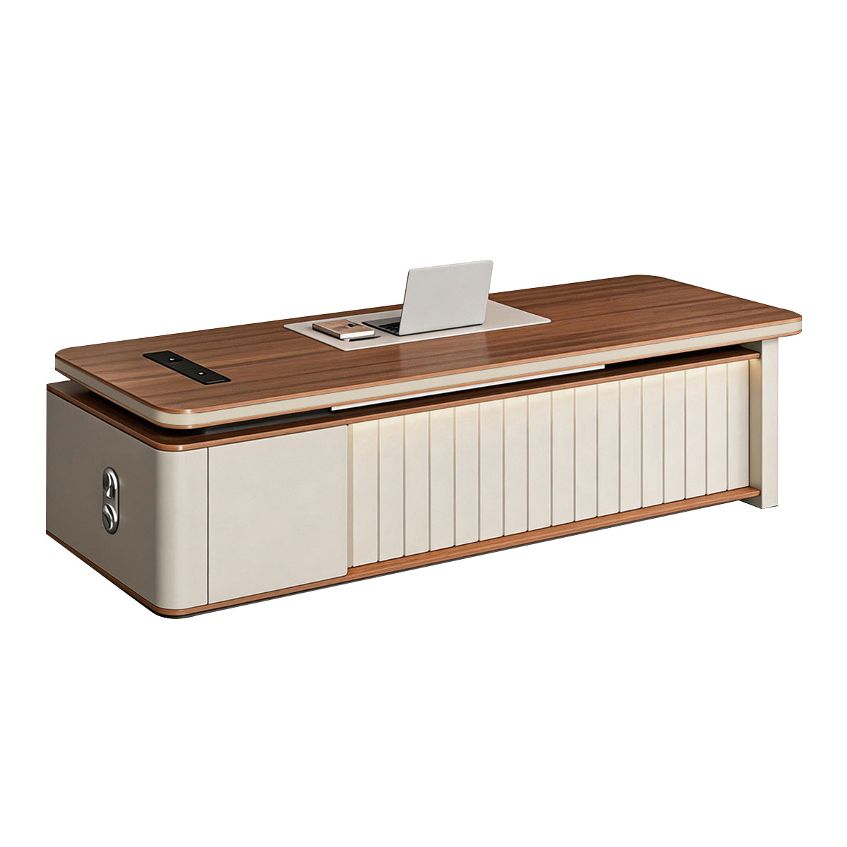 Premium Lacquered Executive Desk with Desktop Cable Box for Manager Offices