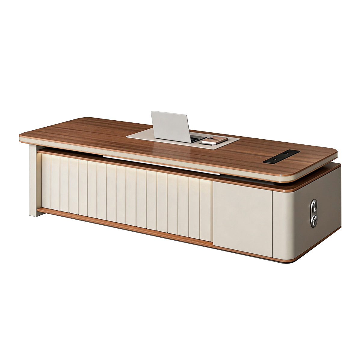 Premium Lacquered Executive Desk with Desktop Cable Box for Manager Offices