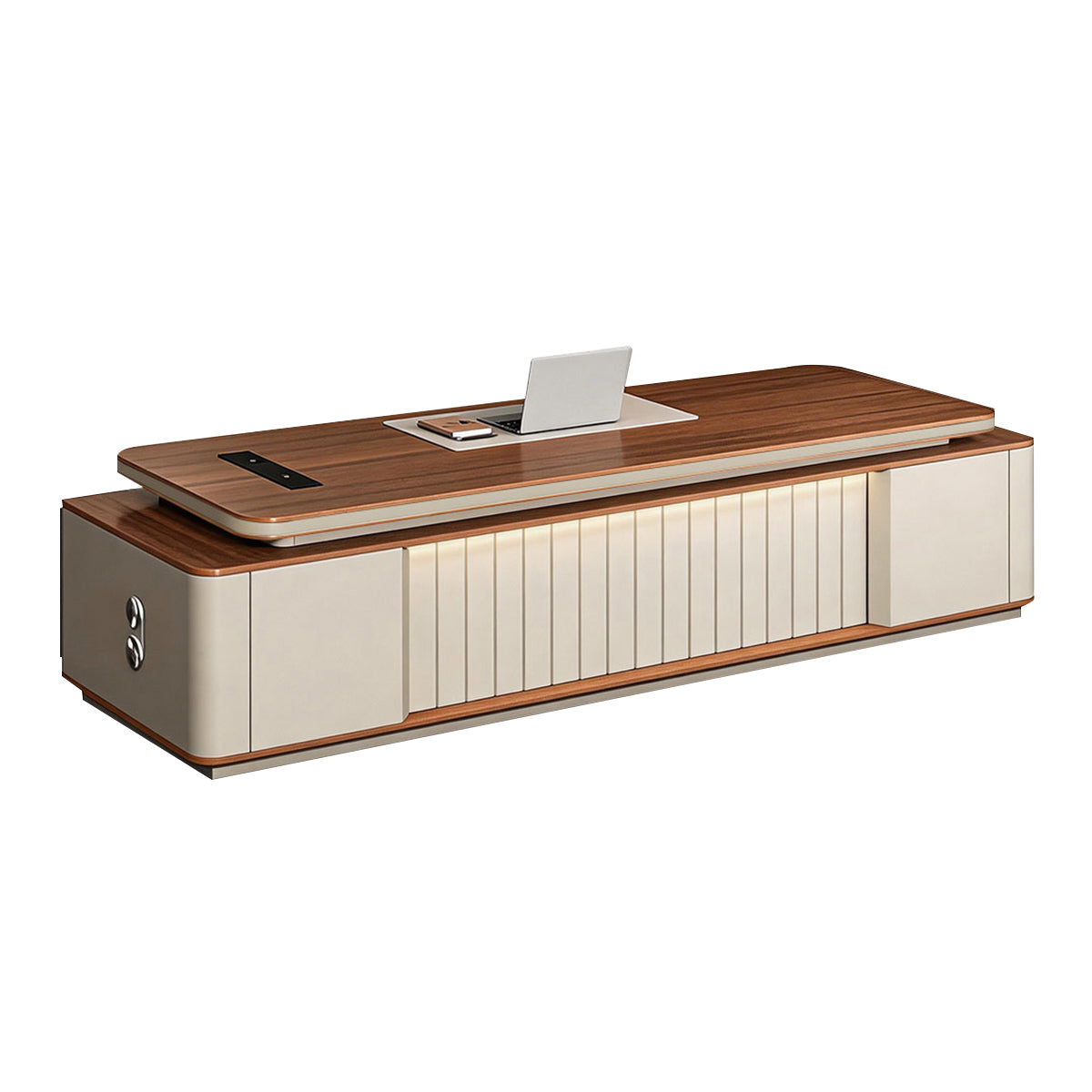 Premium Lacquered Executive Desk with Desktop Cable Box for Manager Offices