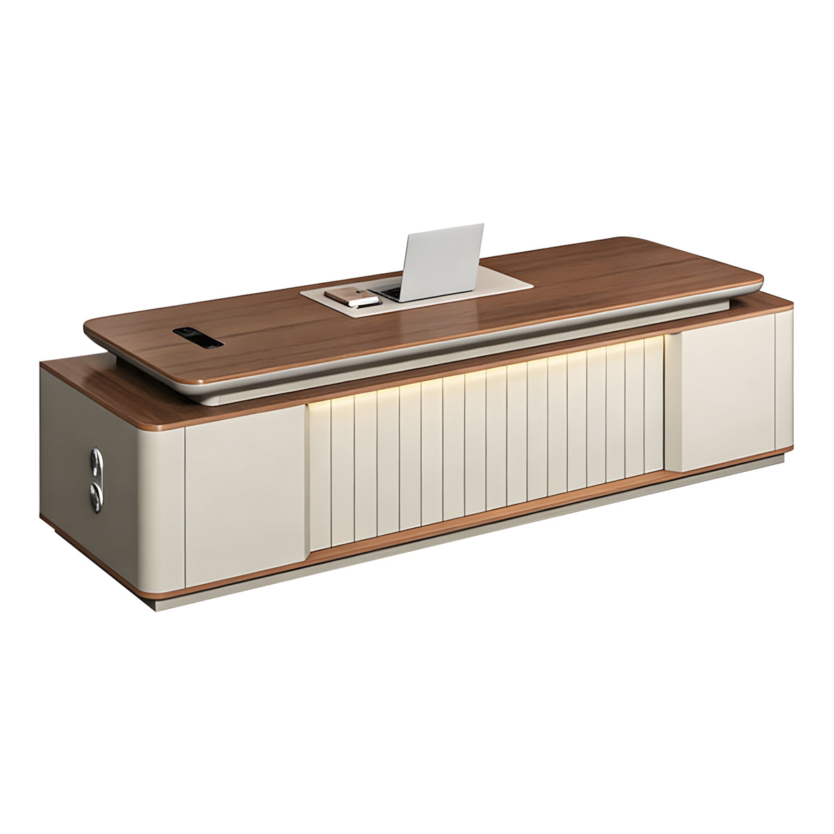Premium Lacquered Executive Desk with Desktop Cable Box for Manager Offices