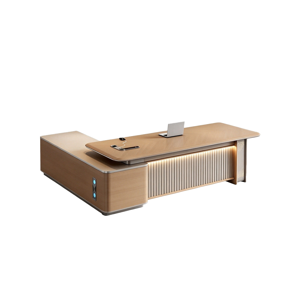 Smart Standing Executive Desk with Wireless Charging & Storage