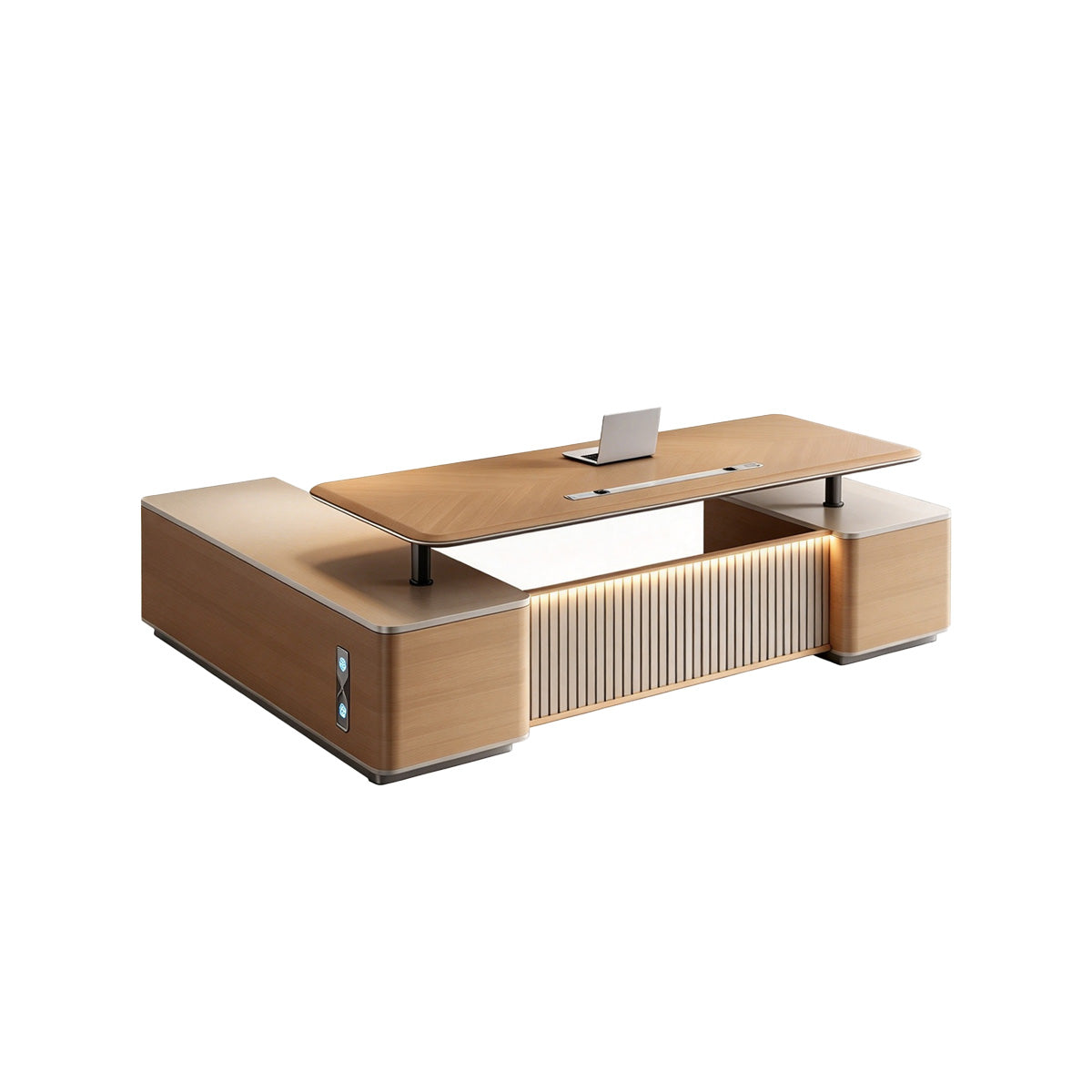 Smart Standing Executive Desk with Wireless Charging & Storage